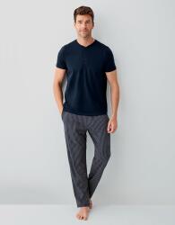 Erkek Lacivert Yazlık %100 Pamuk Pijama Takımı – Cepli,Büyük Bedenli, Nefes Alan, Rahat Kesim, Günlük Konfor (1)