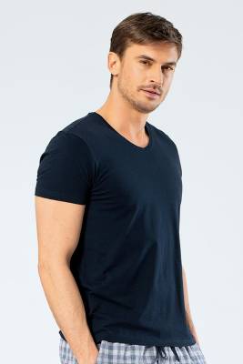 Cacharel - Erkek Pamuklu V Yaka Kısakol T-shirt, %95 Pamuk %5 Likra (1)