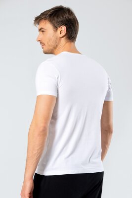 Erkek Pamuklu V Yaka Kısakol T-shirt, %95 Pamuk %5 Likra - 8