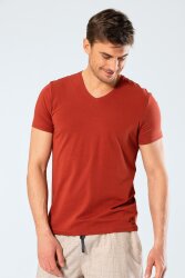 Erkek Pamuklu V Yaka Kısakol T-shirt, %95 Pamuk %5 Likra - 23