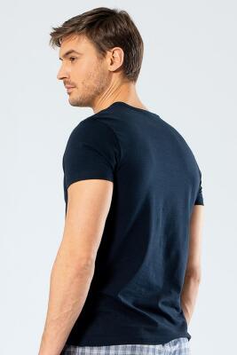 Erkek Pamuklu V Yaka Kısakol T-shirt, %95 Pamuk %5 Likra - 3