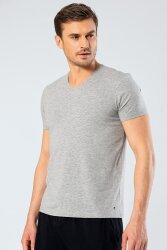 Erkek Pamuklu V Yaka Kısakol T-shirt, %95 Pamuk %5 Likra - 5