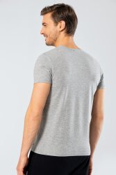 Erkek Pamuklu V Yaka Kısakol T-shirt, %95 Pamuk %5 Likra - 6