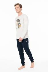 Erkek Penye Dar Paçalı Baskılı Ev Giyim Alt Üst Takım - Thumbnail