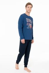 Erkek Penye Dar Paçalı Baskılı Ev Giyim Alt Üst Takım - 5