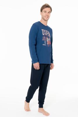 Erkek Penye Dar Paçalı Baskılı Ev Giyim Alt Üst Takım - 5