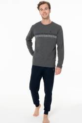 Erkek Penye Dar Paçalı Ev Giyim Alt Üst Takım - Thumbnail