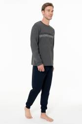 Erkek Penye Dar Paçalı Ev Giyim Alt Üst Takım - Thumbnail