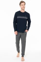 Erkek Penye Dar Paçalı Ev Giyim Alt Üst Takım - 1