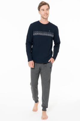 Erkek Penye Dar Paçalı Ev Giyim Alt Üst Takım - 1