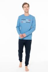 Erkek Penye Dokuma Dar Paçalı Ev Giyim Alt Üst Takım - Thumbnail