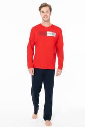 Erkek Penye Dokuma Kışlık Ev Giyim Alt Üst Takım - Thumbnail