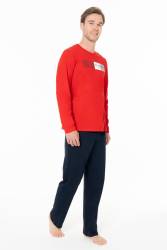 Erkek Penye Dokuma Kışlık Ev Giyim Alt Üst Takım - Thumbnail