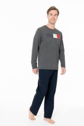 Erkek Penye Dokuma Kışlık Ev Giyim Alt Üst Takım - Thumbnail