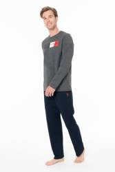 Erkek Penye Dokuma Kışlık Ev Giyim Alt Üst Takım - Thumbnail