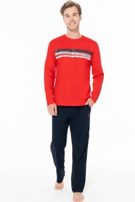 Erkek Penye Dokuma Klasik Ev Giyim Alt Üst Takım - 3