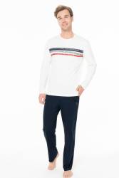 Erkek Penye Dokuma Klasik Ev Giyim Alt Üst Takım - Thumbnail