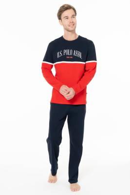 U.S. Polo Assn. - Erkek Penye Dokuma Renk Bloklu Ev Giyim Alt Üst Takım
