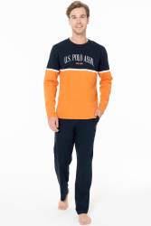 Erkek Penye Dokuma Renk Bloklu Ev Giyim Alt Üst Takım - Thumbnail