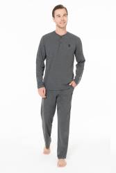 Erkek Penye Mevsimlik Düz Renk Ev Giyim Pijama Takım Alt Üst Takım - 7