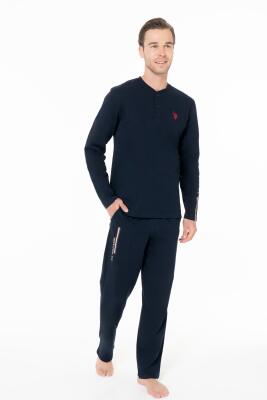 Erkek Penye Mevsimlik Düz Renk Ev Giyim Pijama Takım Alt Üst Takım - 3