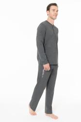 Erkek Penye Mevsimlik Düz Renk Ev Giyim Pijama Takım Alt Üst Takım - 4