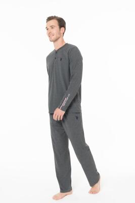 Erkek Penye Mevsimlik Düz Renk Ev Giyim Pijama Takım Alt Üst Takım - 1
