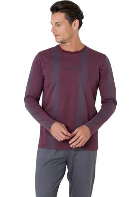 Pierre Cardin - Erkek Penye Pijama Takım, %100 Pamuk, Uzunkol Düz Paçalı