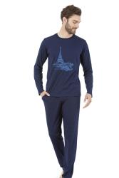 Erkek Pijama Takım, %100 Pamuklu, Cep Detaylıdır - 3