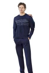 Erkek Pijama Takım, %100 Pamuklu, Cep Detaylıdır - 2