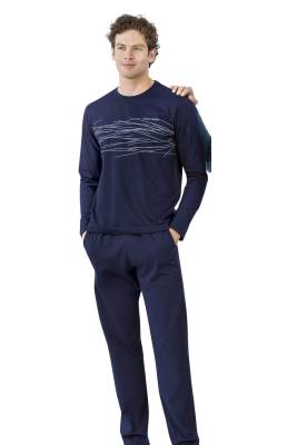 Erkek Pijama Takım, %100 Pamuklu, Cep Detaylıdır - 2