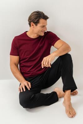 Erkek Pijama Takımı %100 Pamuk – Kısa Kollu Üst & Cepli Uzun Alt Rahat Ev Giyimi - 10