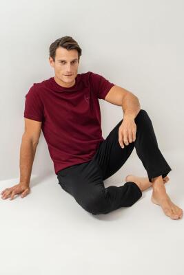 Erkek Pijama Takımı %100 Pamuk – Kısa Kollu Üst & Cepli Uzun Alt Rahat Ev Giyimi - 11