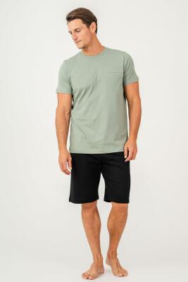 Erkek Tişört Şort Takım %100 Pamuk – Cepli Şortlu Rahat Ev & Günlük Kullanım Takımı - 17