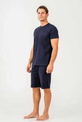 Erkek Tişört Şort Takım %100 Pamuk – Cepli Şortlu Rahat Ev & Günlük Kullanım Takımı - 12