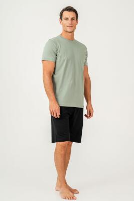 Erkek Tişört Şort Takım %100 Pamuk – Cepli Şortlu Rahat Ev & Günlük Kullanım Takımı - 23