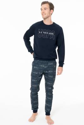 U.S. Polo Assn. - Erkek USPA Yazılı Ev Giyim Pijama Takım, %100 pamuk