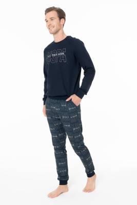U.S. Polo Assn. - Erkek USPA Yazılı Ev Giyim Pijama Takım, %100 pamuk (1)