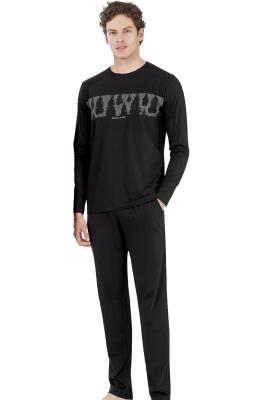 Erkek Uzunkol Mevsimlik Pijama Takım, %100 Pamuklu, Cep Detaylıdır - 3