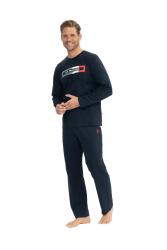 Erkek Uzunkol Mevsimlik Pijama Takım Lacivert