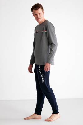 U.S. Polo Assn. - Erkek Uzunkol Yuvarlak Yaka Manşet Paça Mevsimlik Penye Pijama Takım (1)