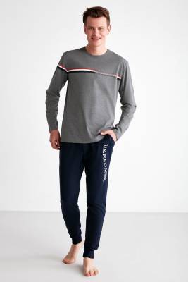 U.S. Polo Assn. - Erkek Uzunkol Yuvarlak Yaka Manşet Paça Mevsimlik Penye Pijama Takım