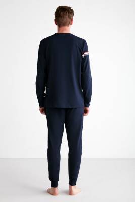 Erkek Uzunkol Yuvarlak Yaka Manşet Paça Mevsimlik Penye Pijama Takım - 6