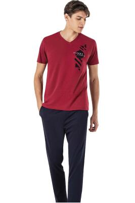 Erkek V Yaka %100 Pamuk Penye Pijama Takım - 2