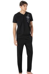 Erkek V Yaka %100 Pamuk Penye Pijama Takım - 4