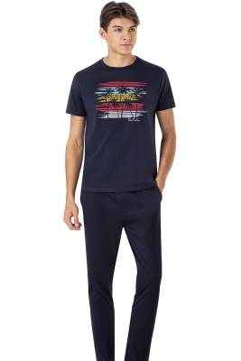 Pierre Cardin - Erkek Yuvarlak Yaka %100 Pamuk Penye Pijama Takım (1)