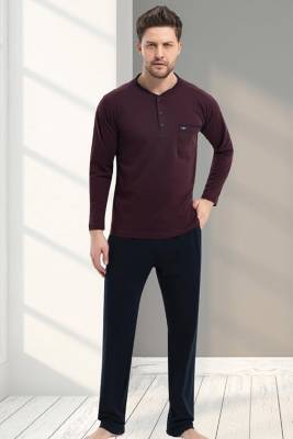 Erse - Erse Uzunkol Erkek Pijama Takım, %100 Pamuk, Büyük Beden Erkek Pijama (1)