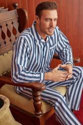 Gaffur Pijama, Çizgili Pijama, %100 Pamuk, Poplin Dokuma - Thumbnail