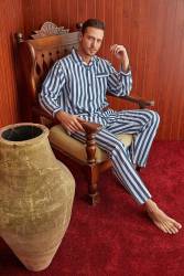 Gaffur Pijama, Çizgili Pijama, %100 Pamuk, Poplin Dokuma - Thumbnail