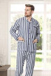 Gaffur Pijama, Çizgili Pijama, %100 Pamuk, Poplin Dokuma - Thumbnail